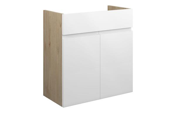Clarence 600mm Standard Basin Unit - White Gloss (Oak Cab)